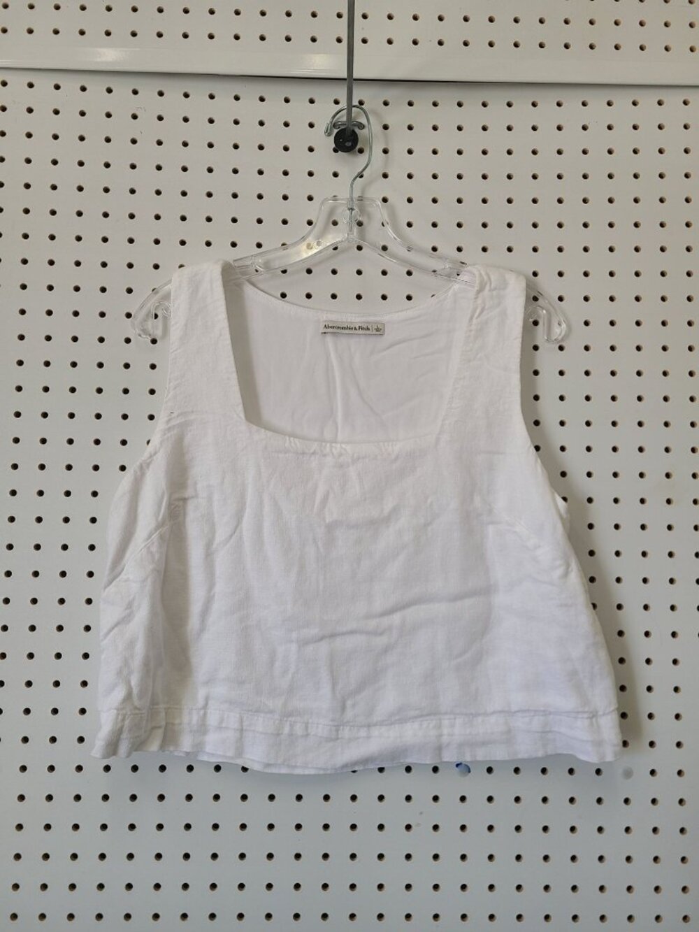 Abercrombie & Fitch White Linen Blend Square Neck Tank Top Womens L